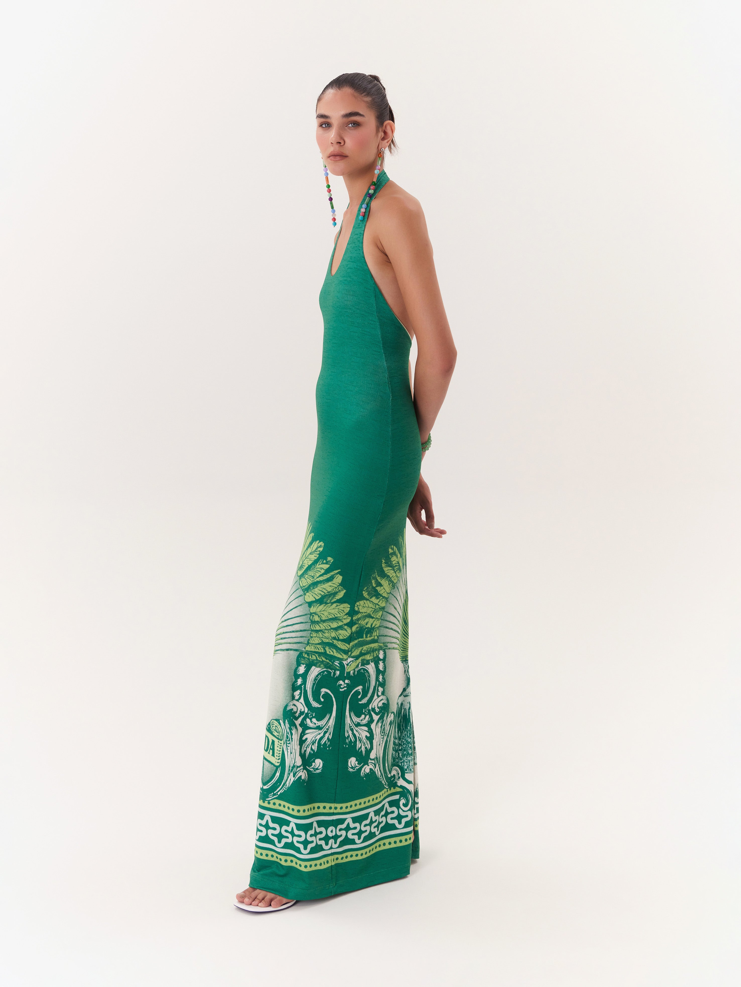 Solar Halter Maxi Dress - Green