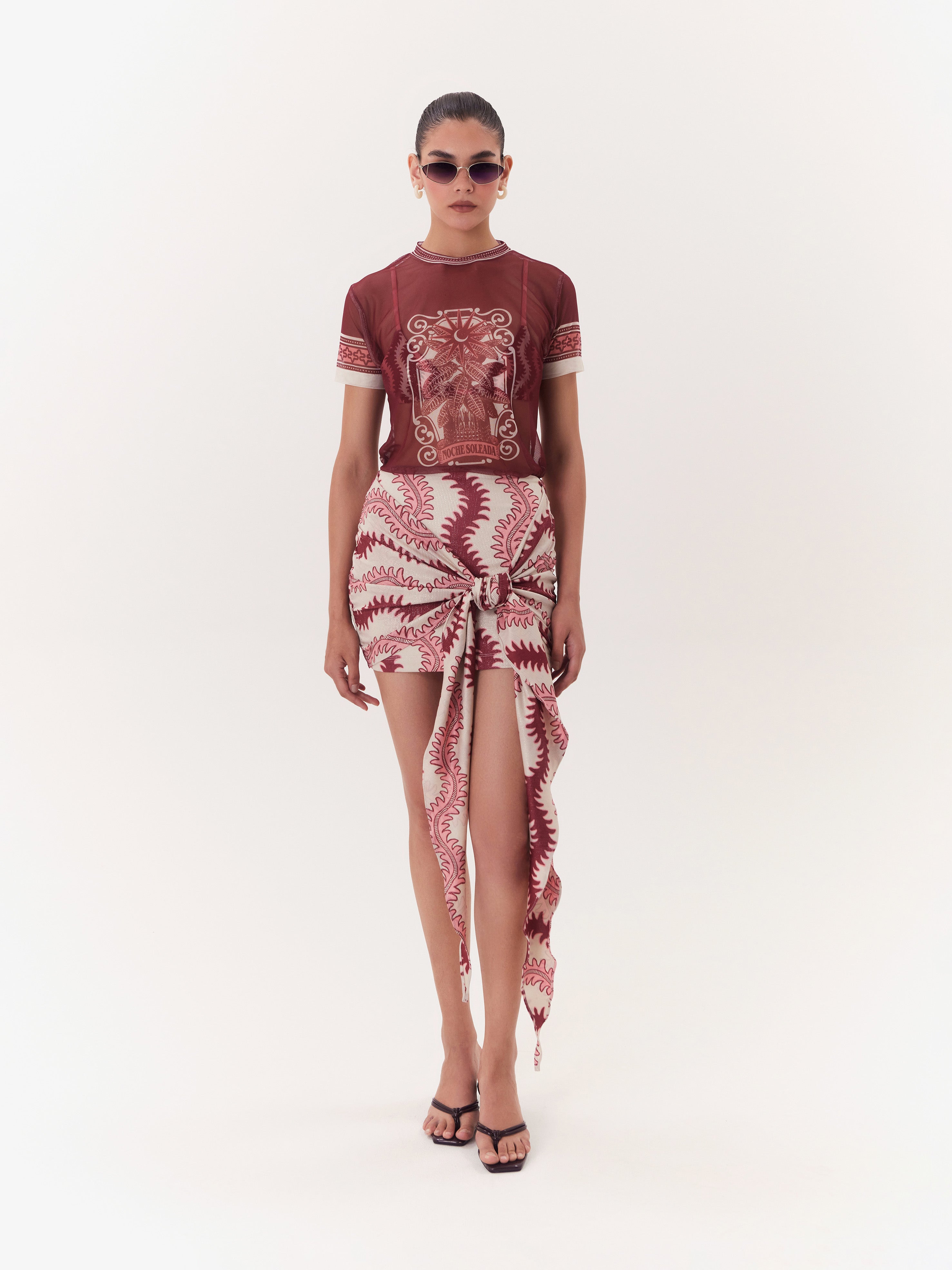 Solar Mesh Top - Burgundy