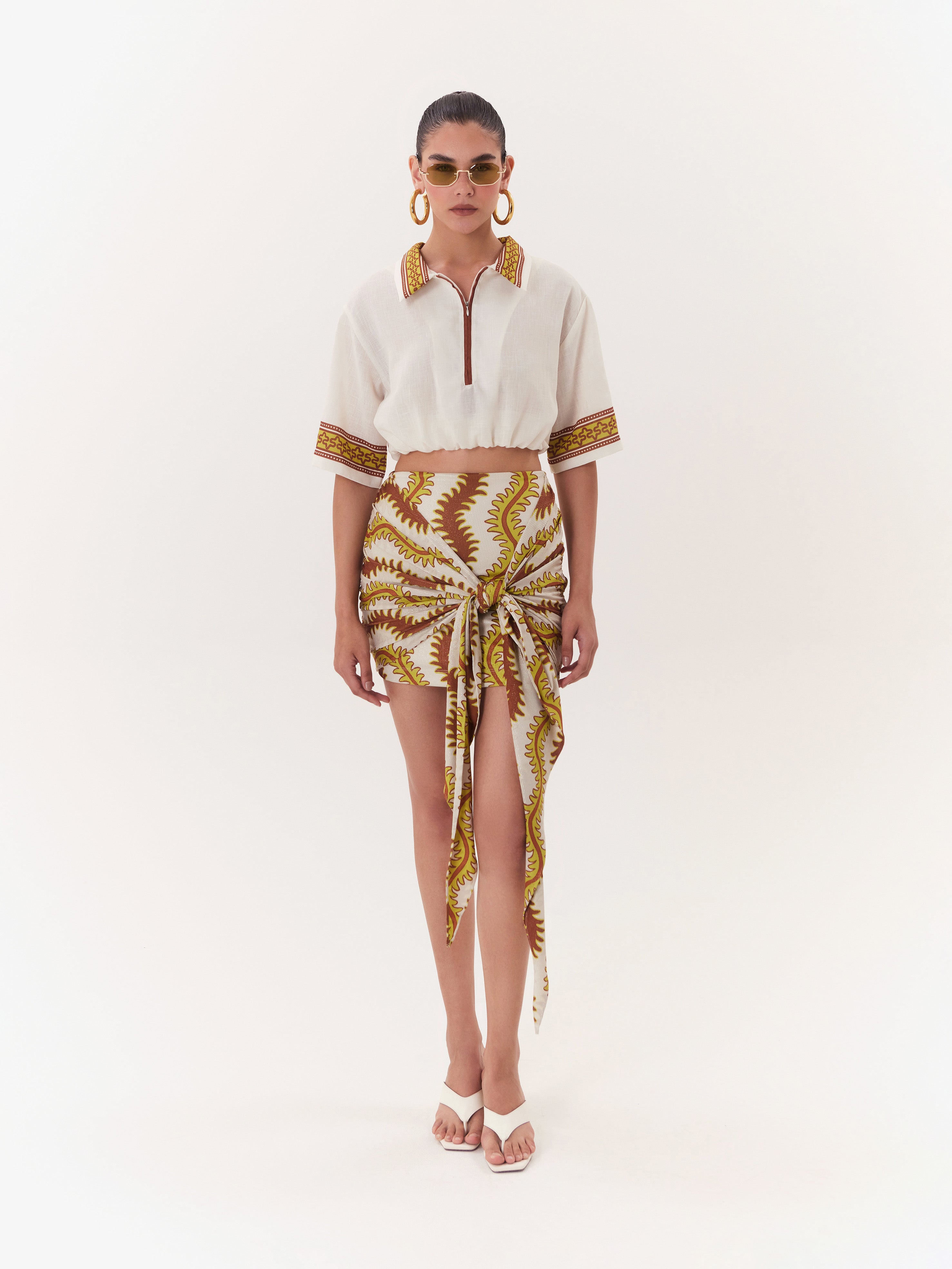 Solar Cropped Polo - Brown