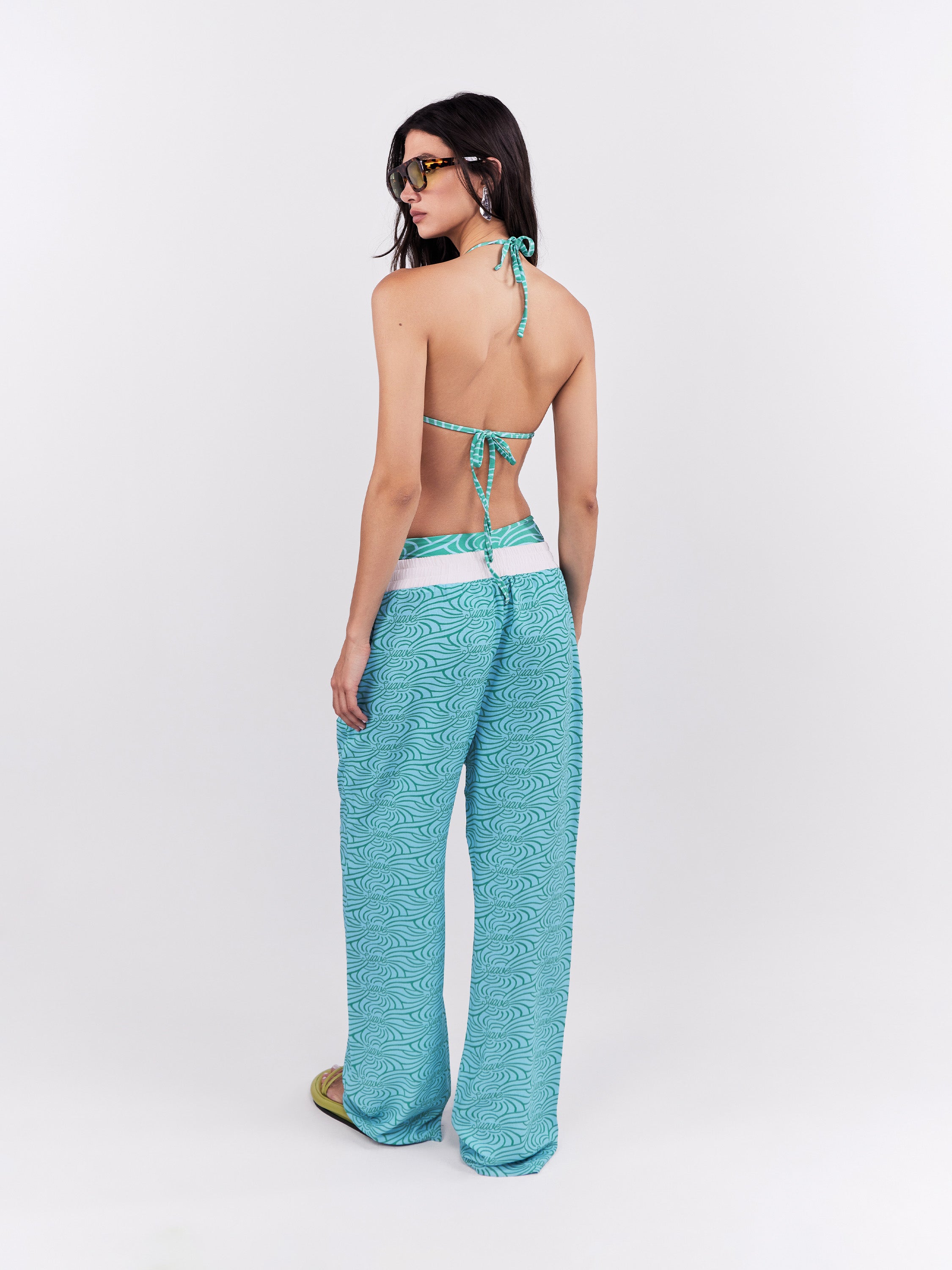 Suave Elastic Trousers - Turquoise