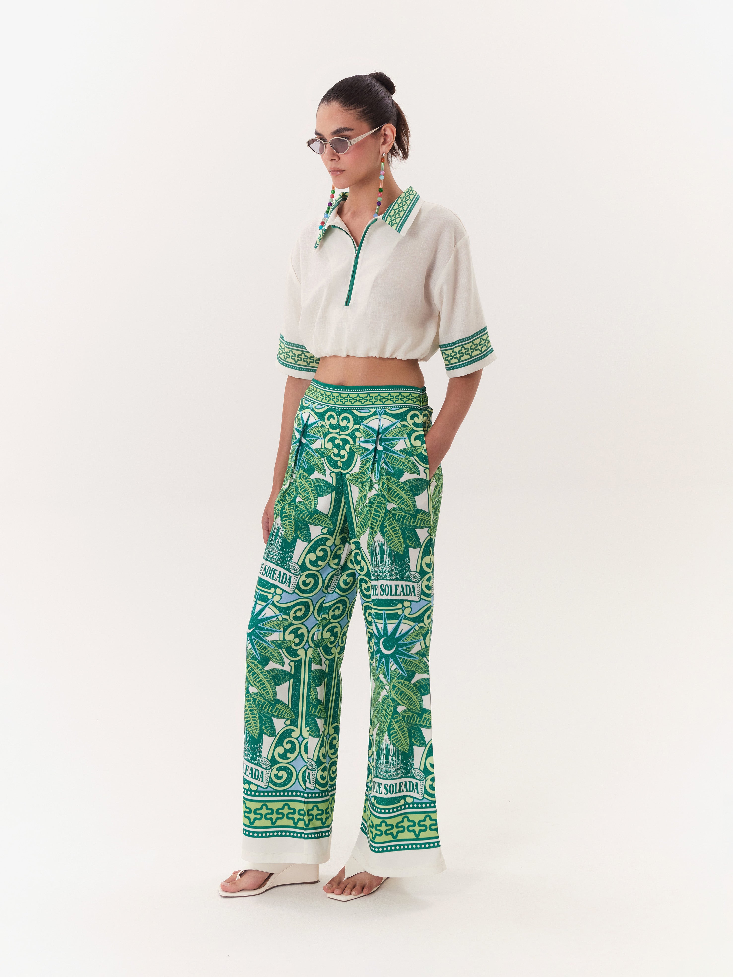 Solar Cropped Polo - Green