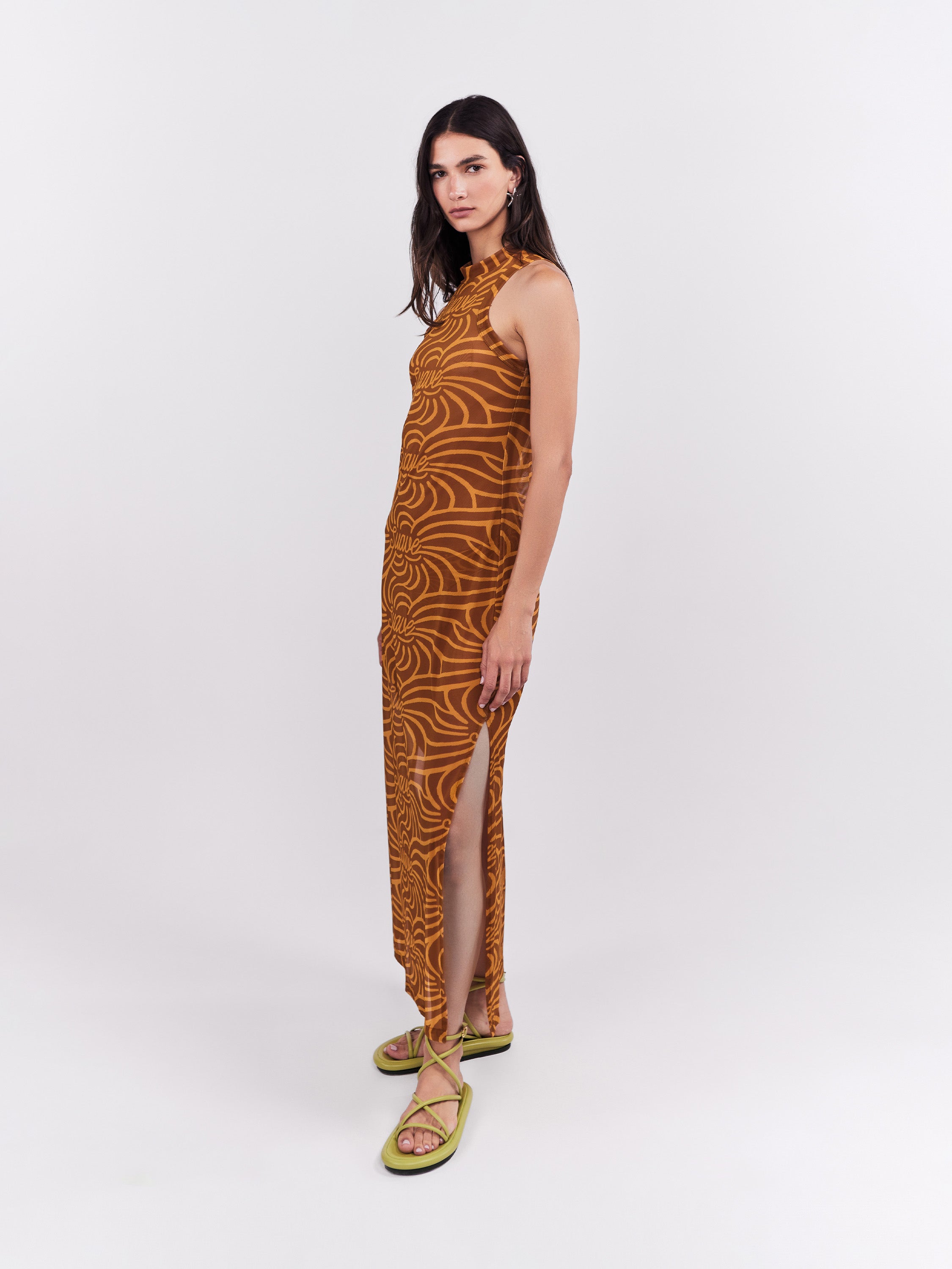 Suave Mesh Dress - Ochre