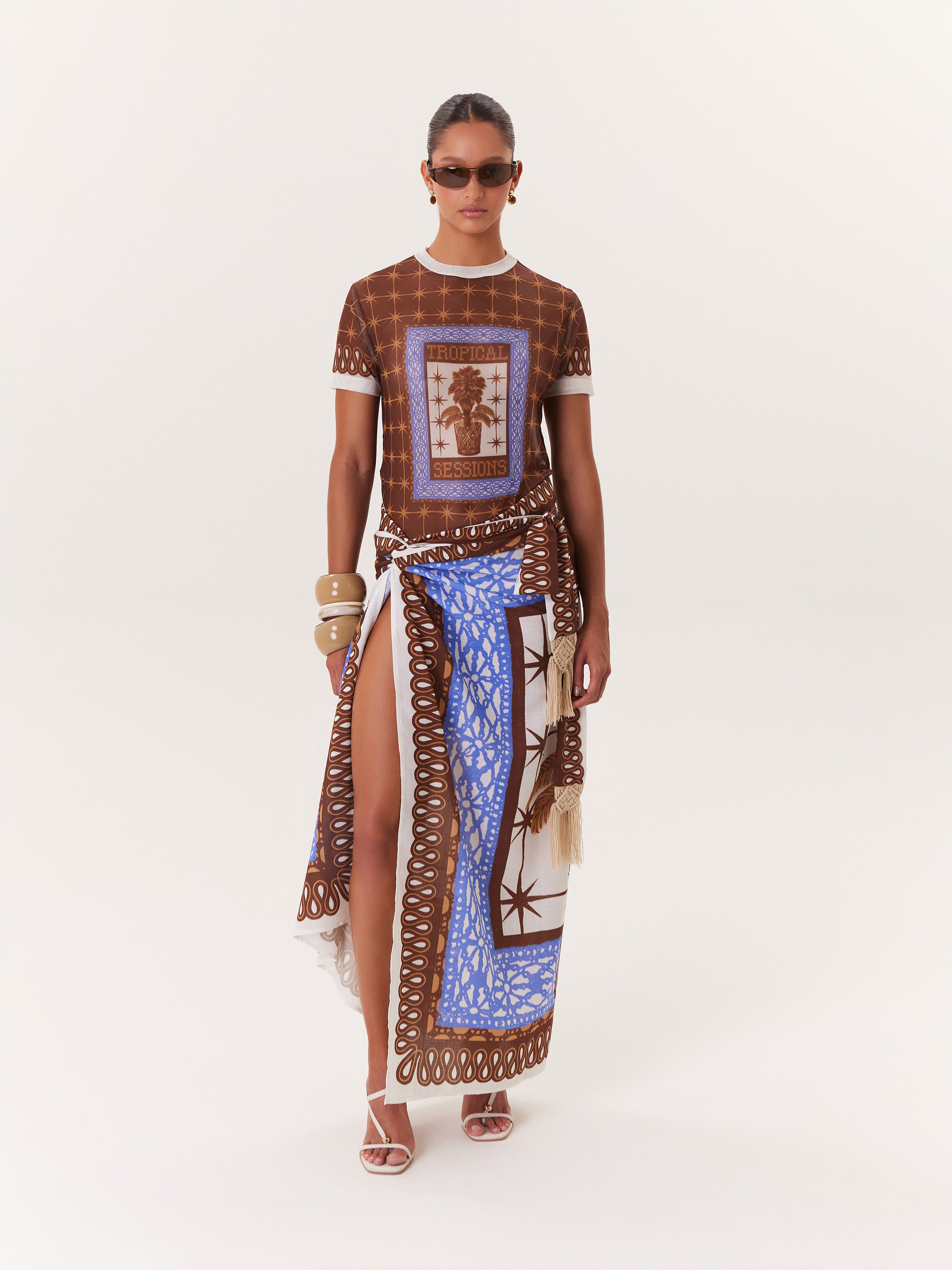 Tropical Mesh Top - Blue