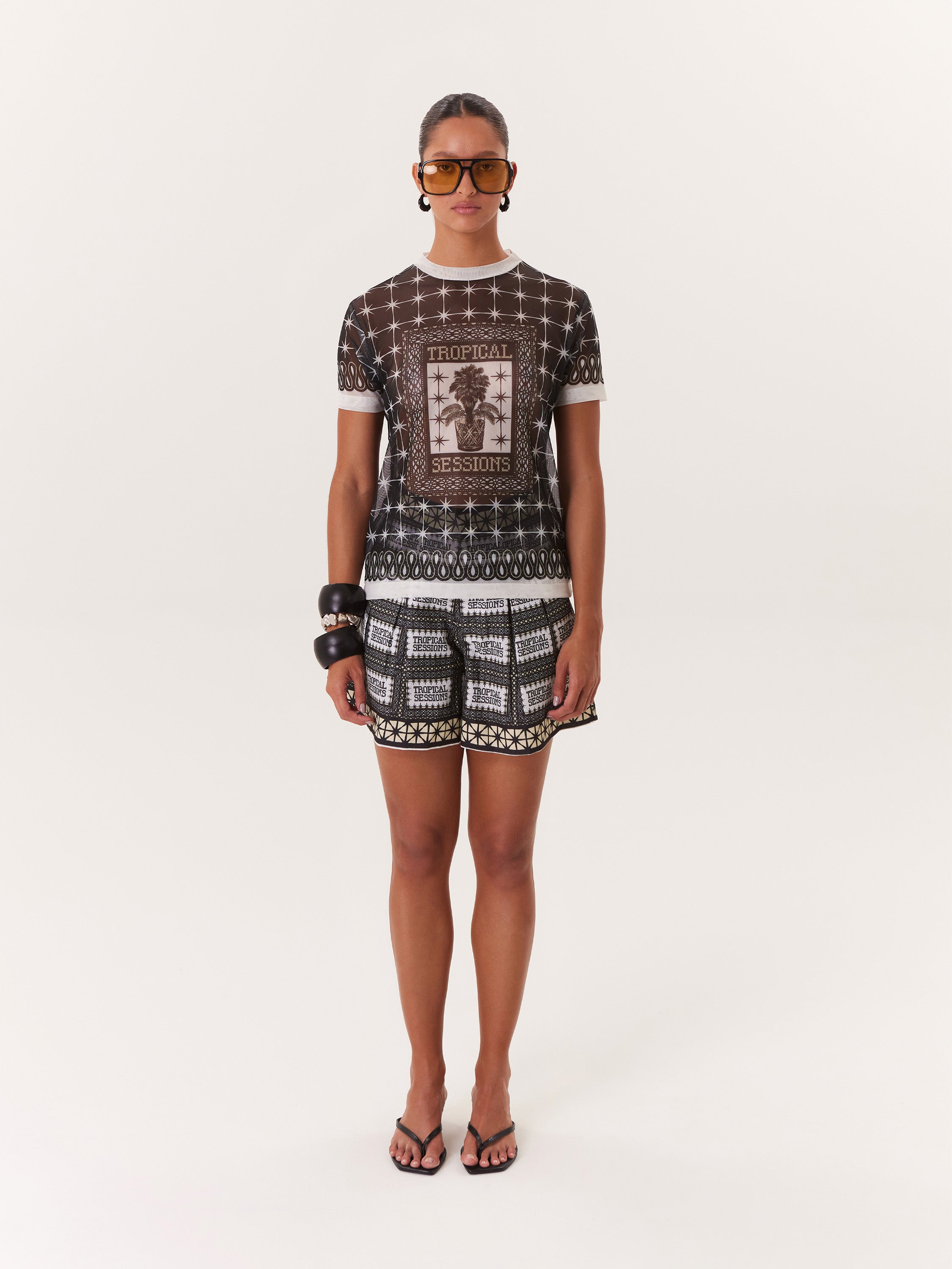 Tropical Mesh Top - Black