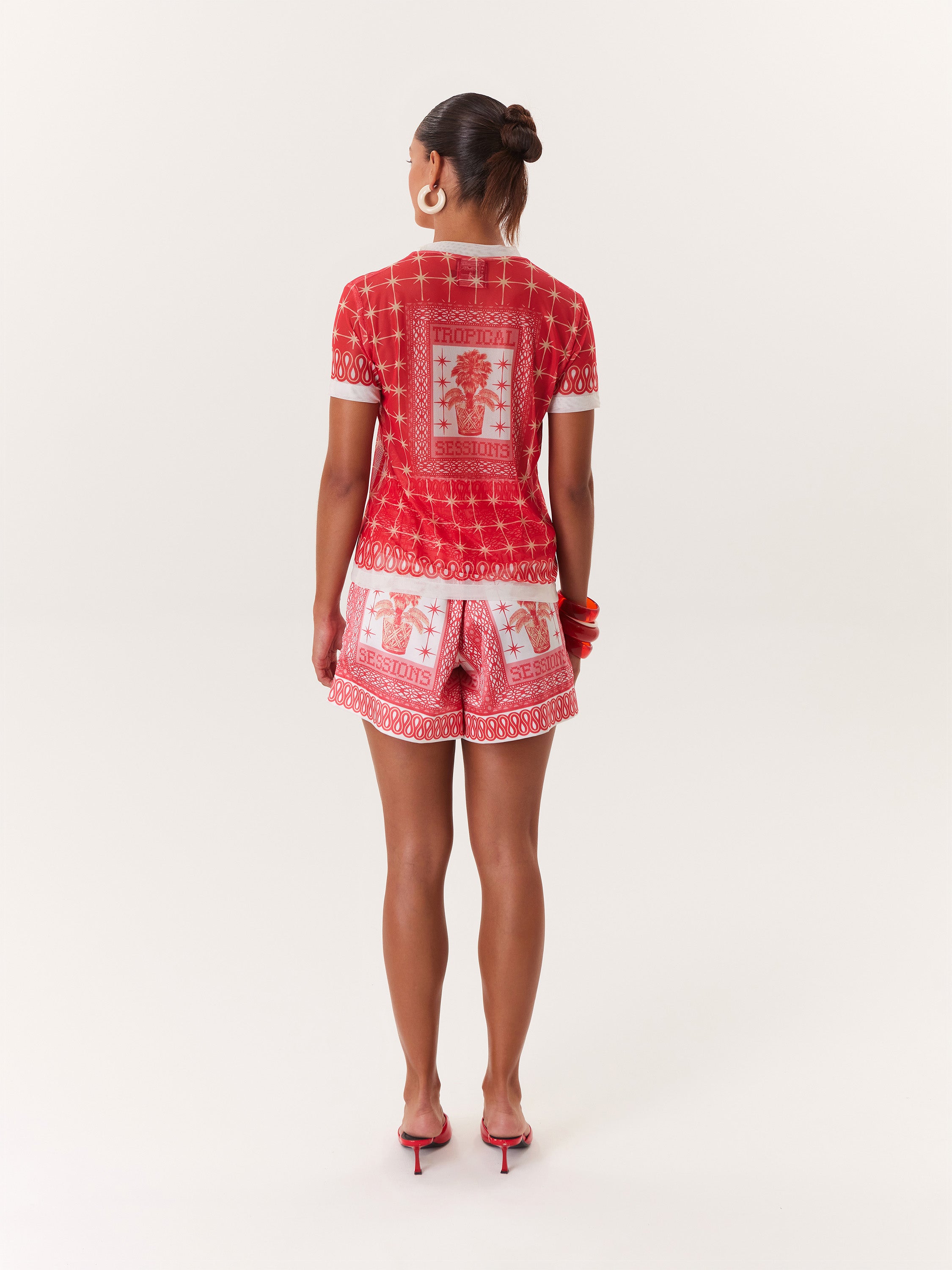 Tropical Elastic Shorts - Pink