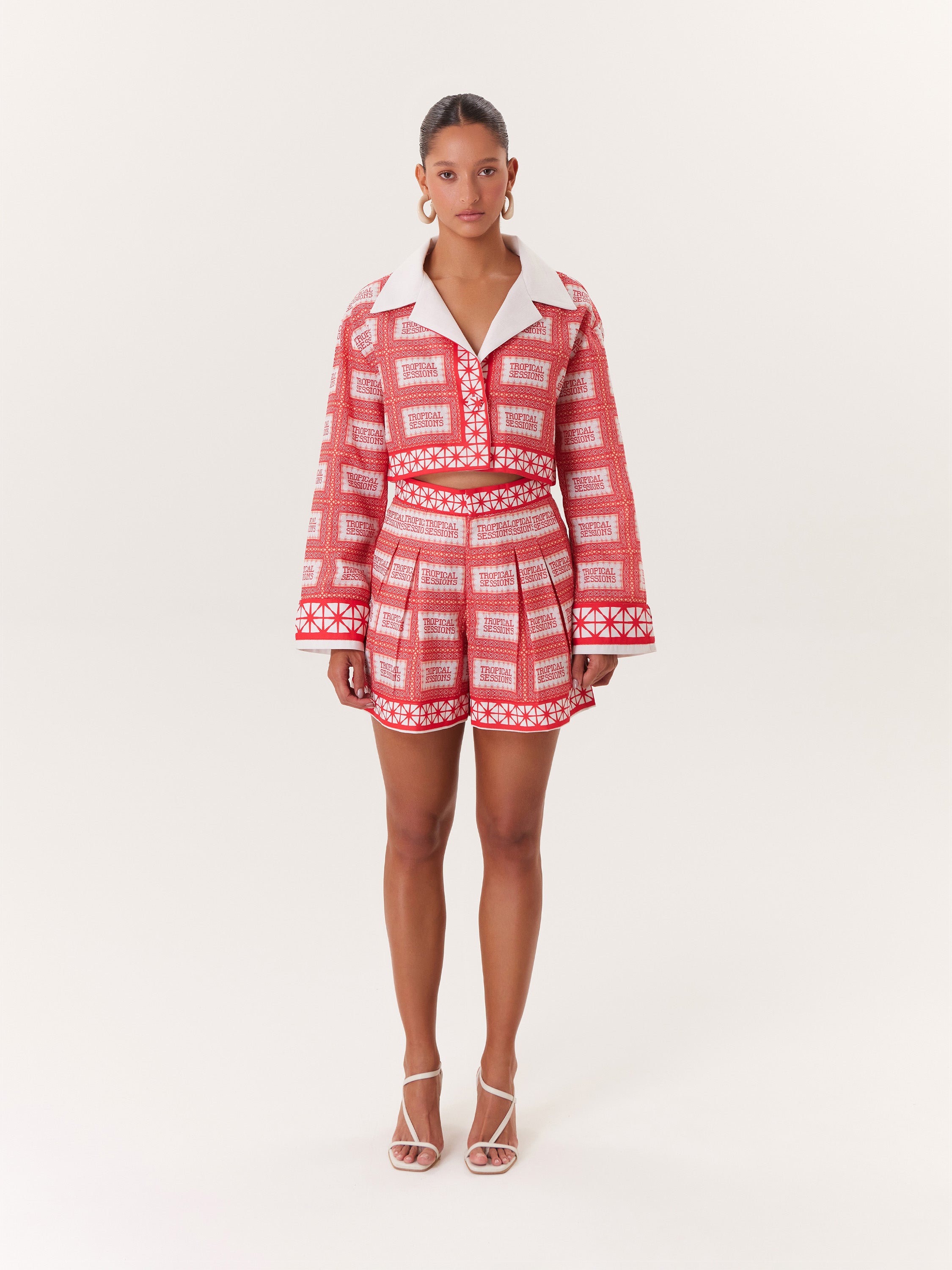 Tropical Cropped Blouse - Pink