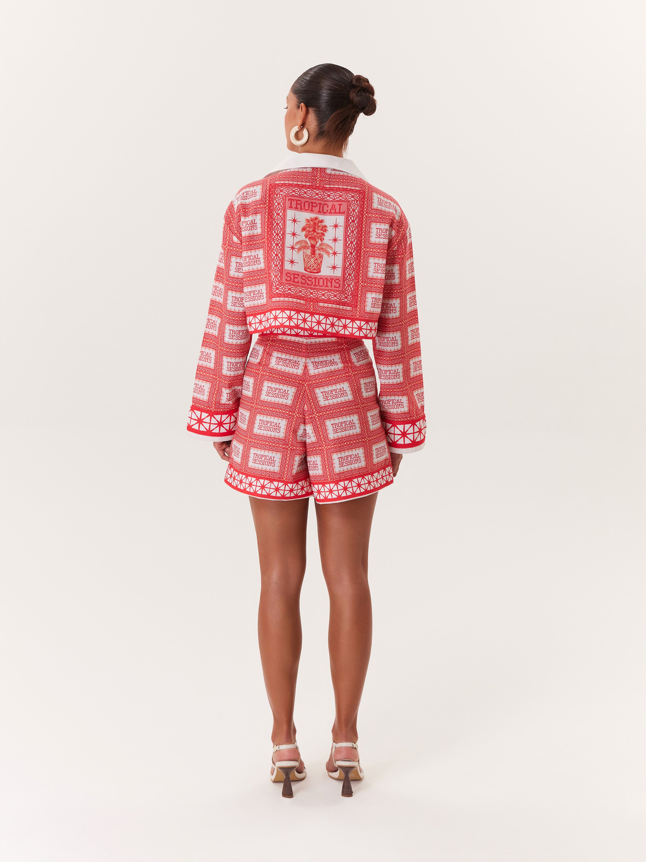 Tropical Cropped Blouse - Pink