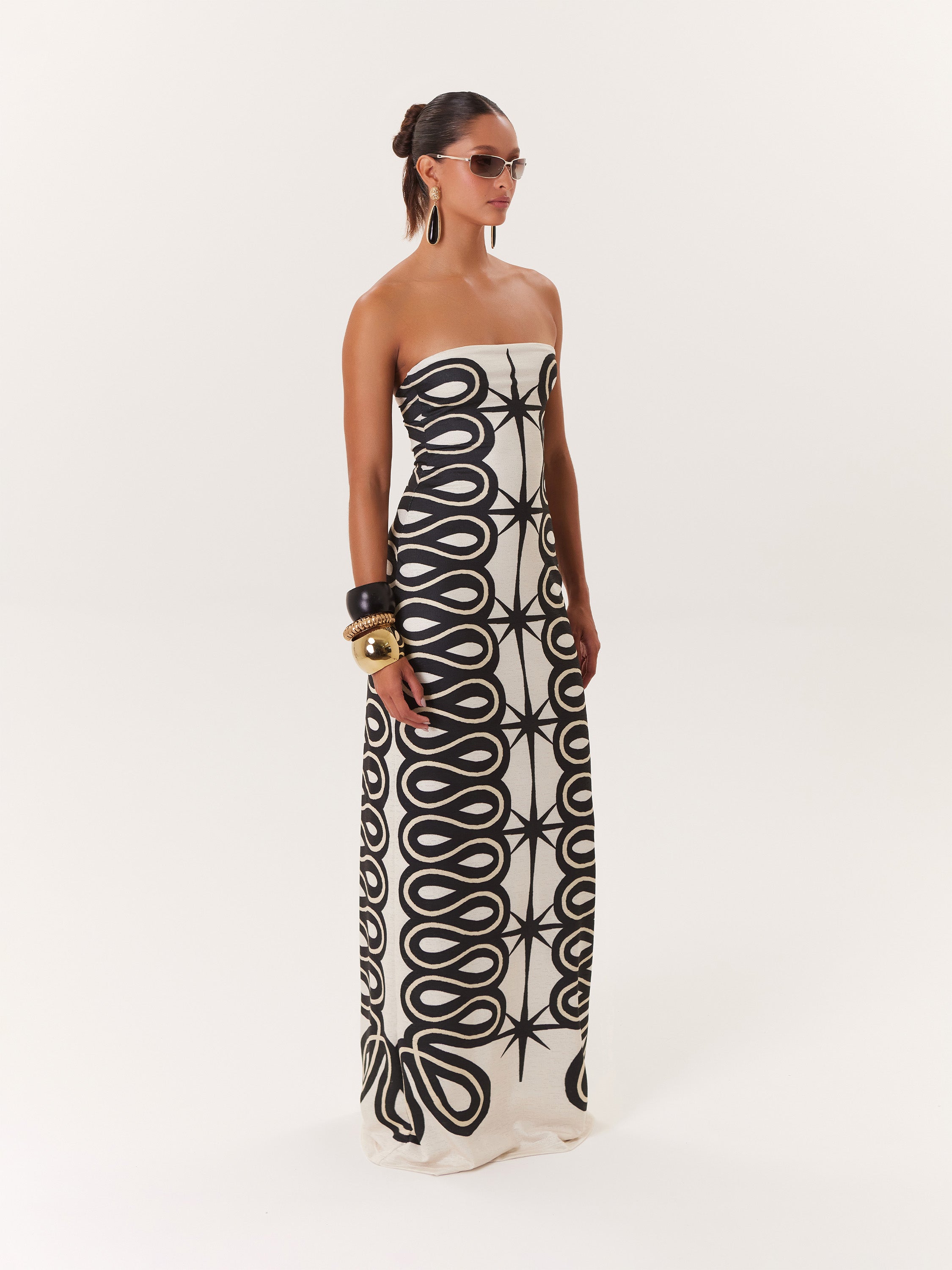 Tropical Maxi Dress - Black