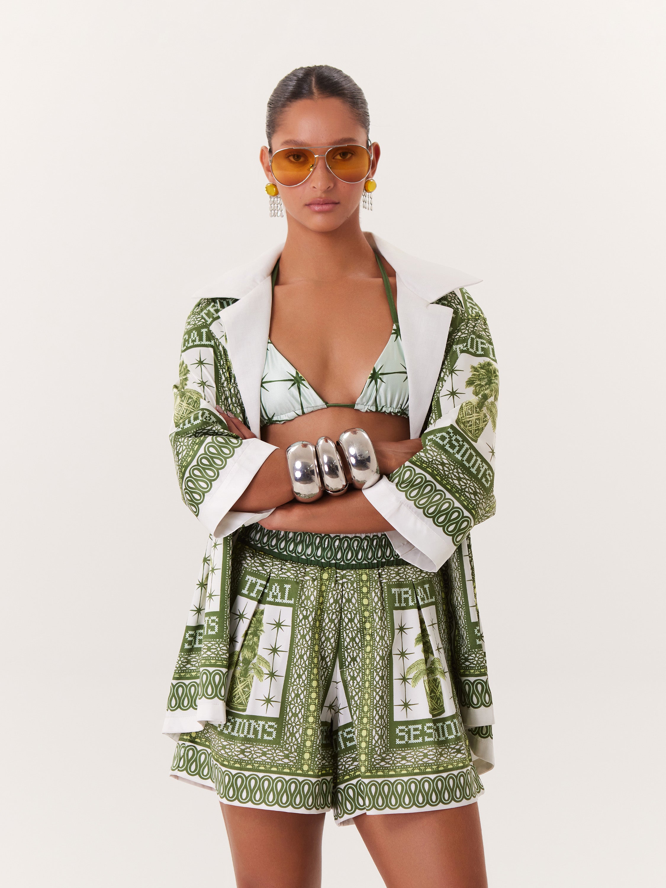 Tropical Elastic Shorts - Green