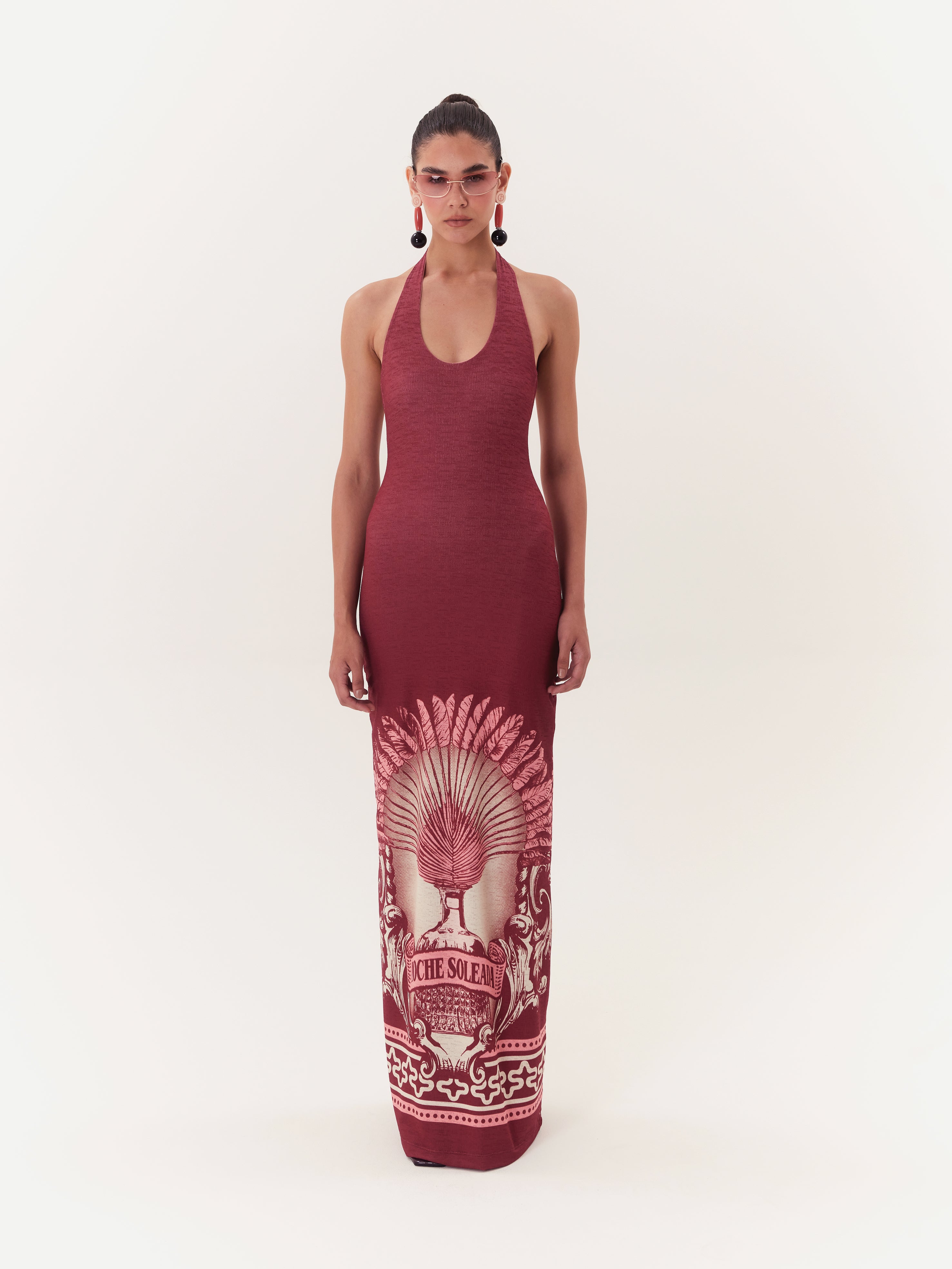 Solar Halter Maxi Dress - Burgundy