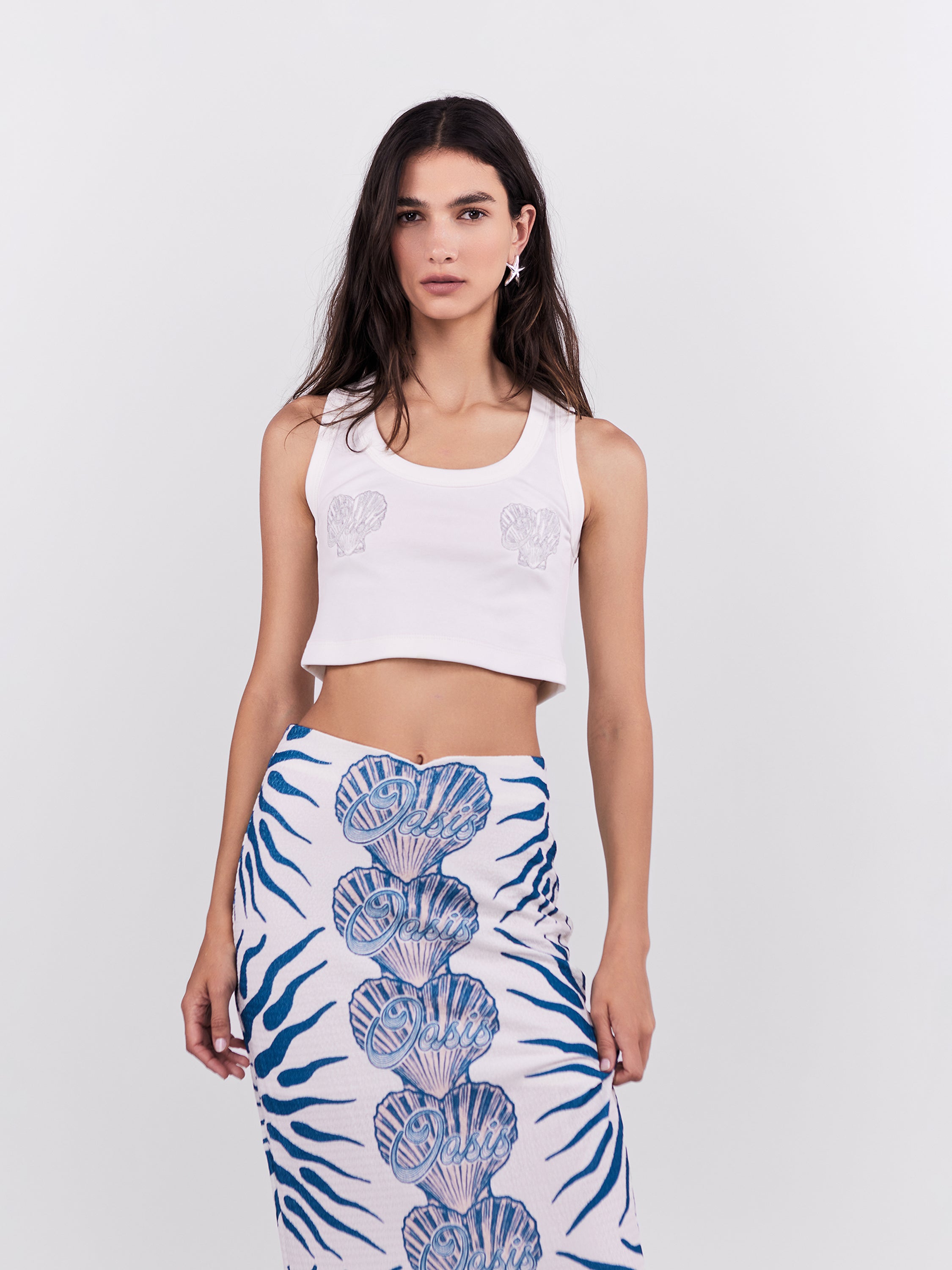 Oasis Cropped Tank Top - Ivory