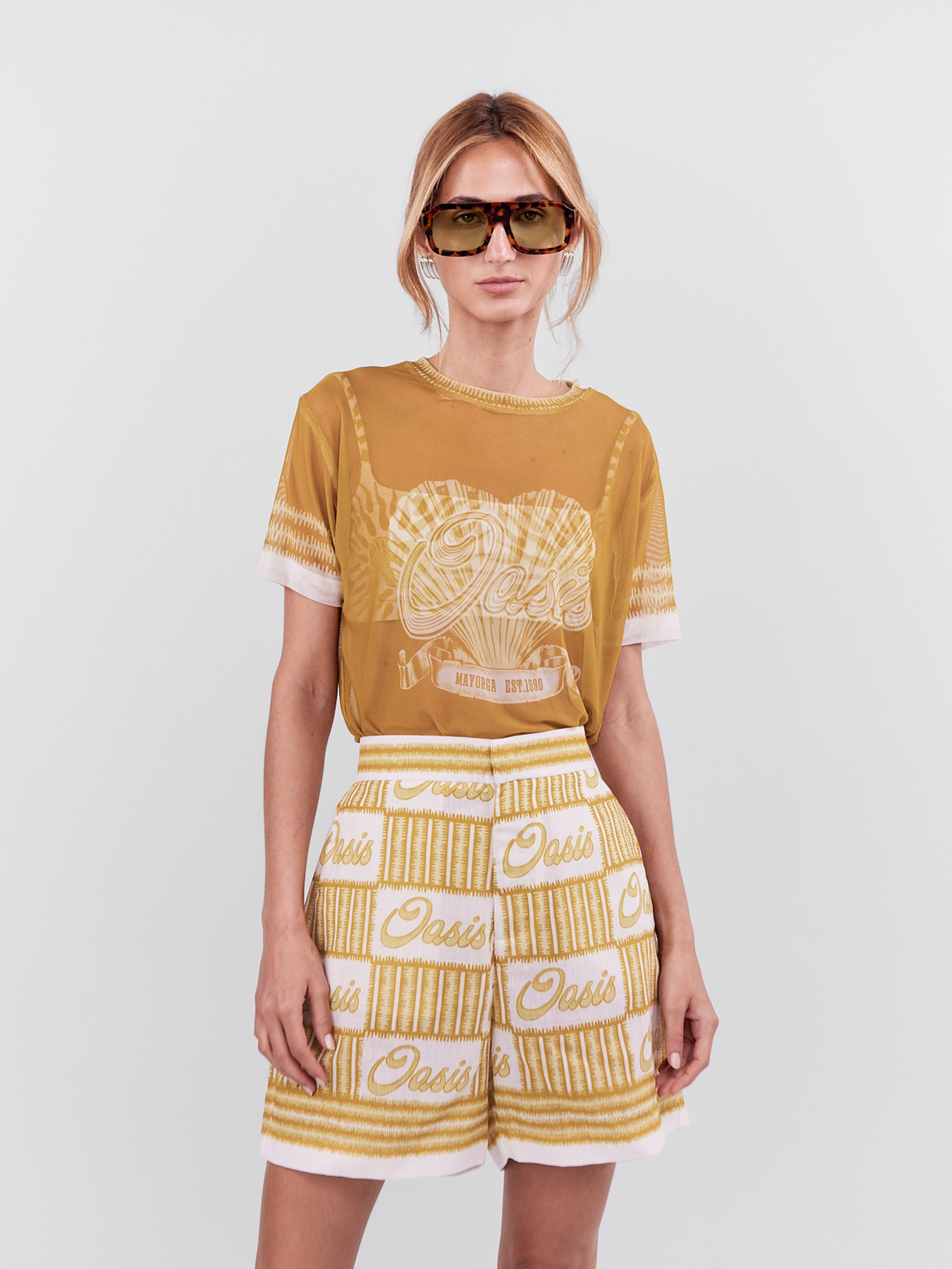Oasis Mesh Top - Ochre