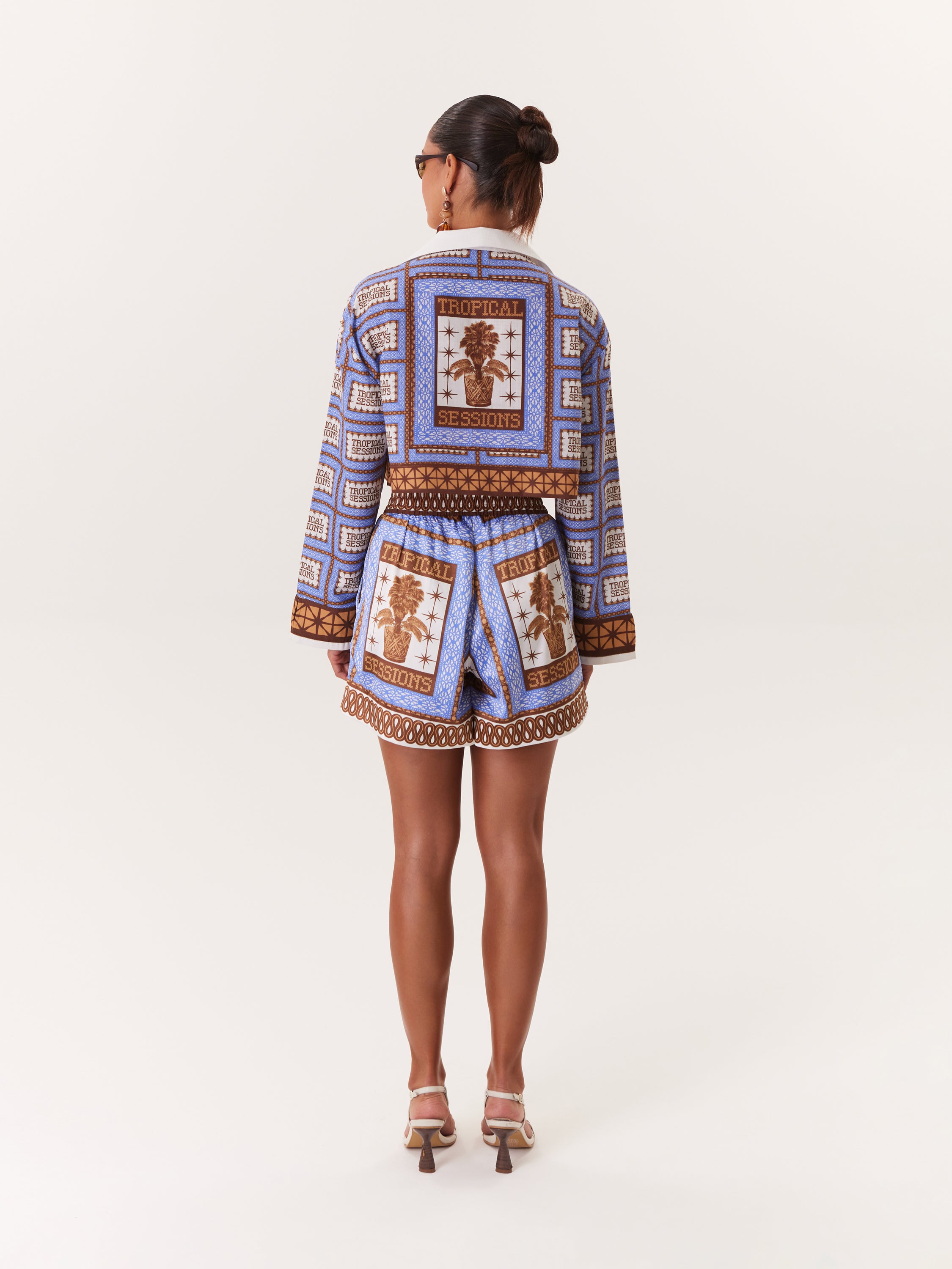 Tropical Elastic Shorts - Blue