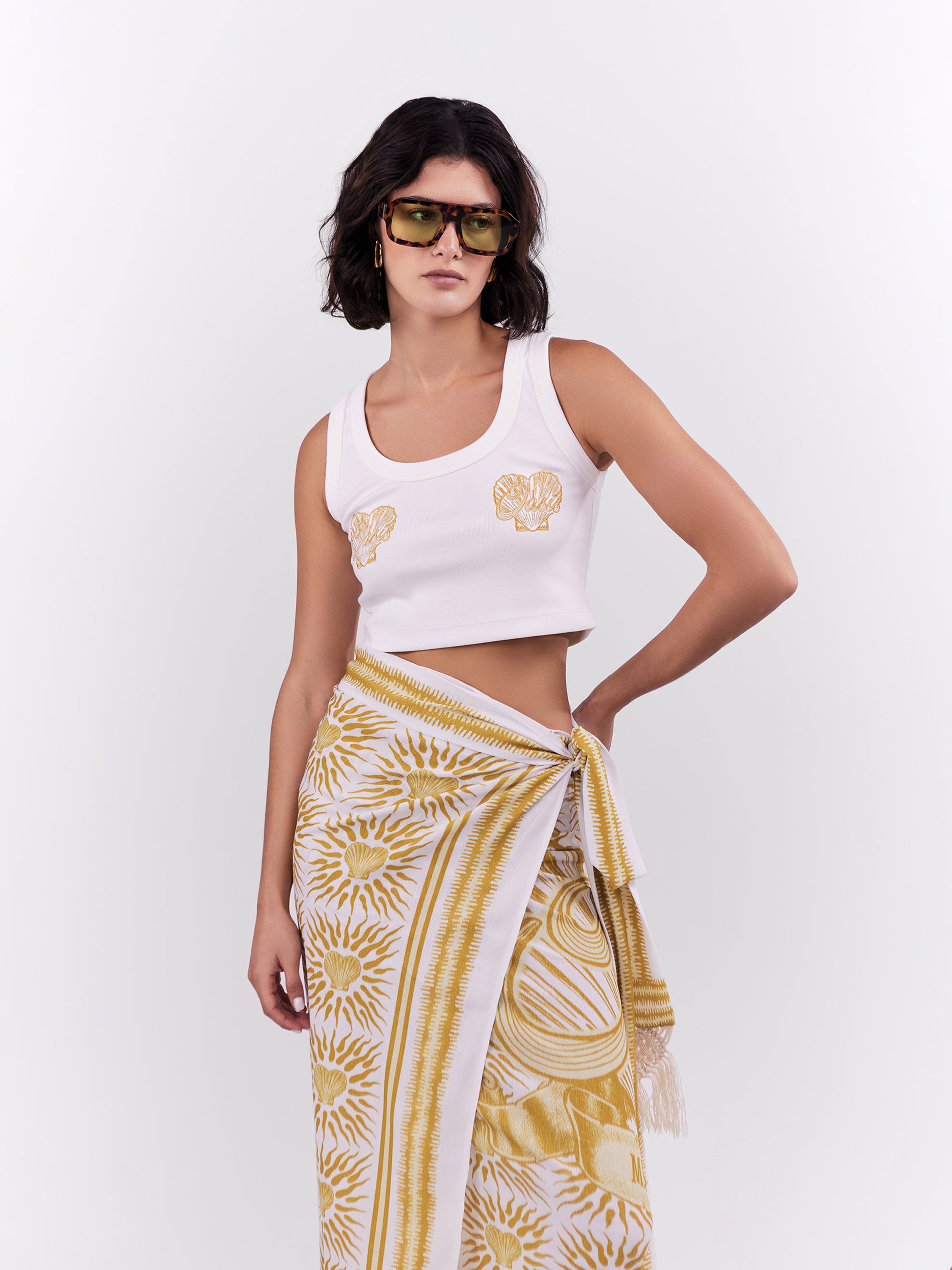 Oasis Cropped Tank Top - Ochre