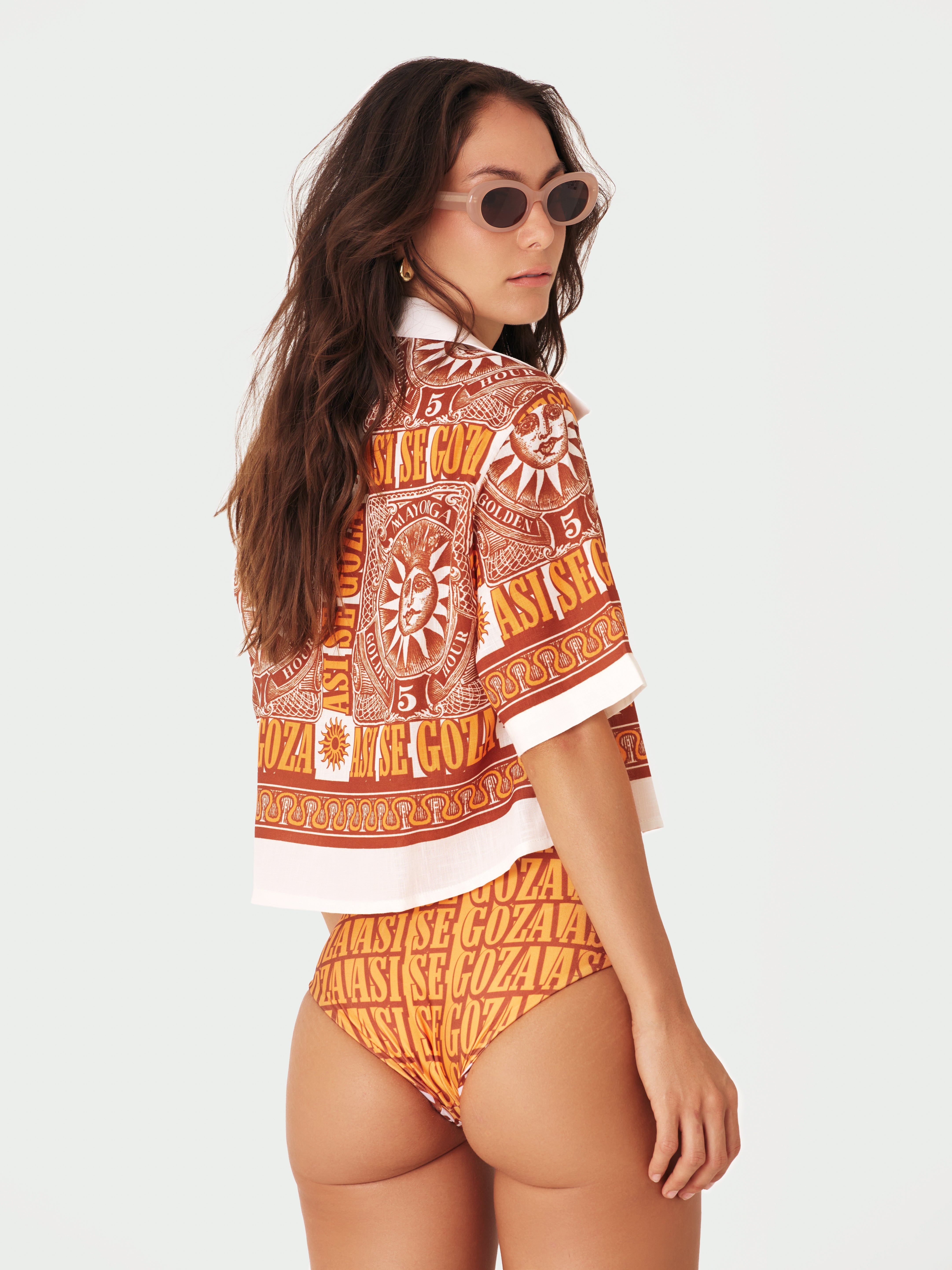 Goza Cropped Blouse - Terracotta