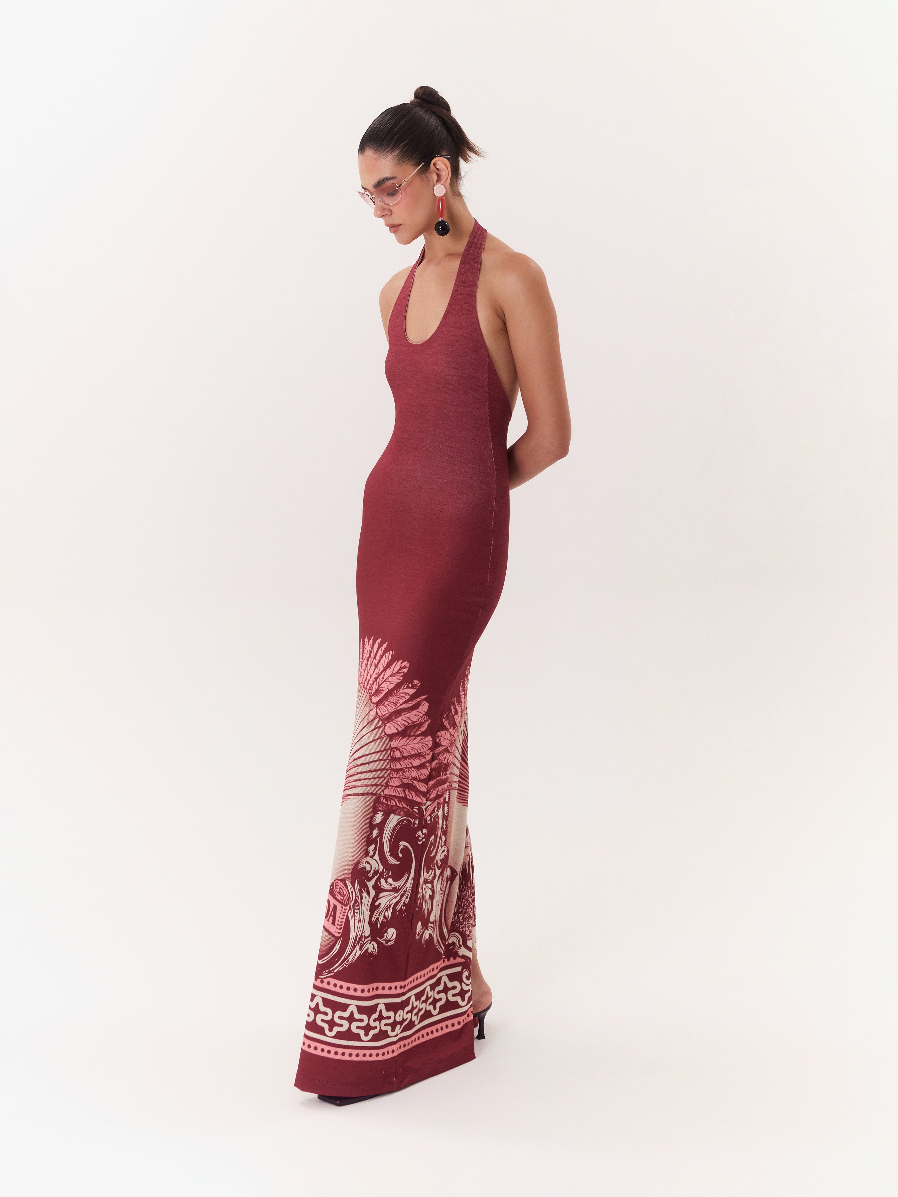 Solar Halter Maxi Dress - Burgundy