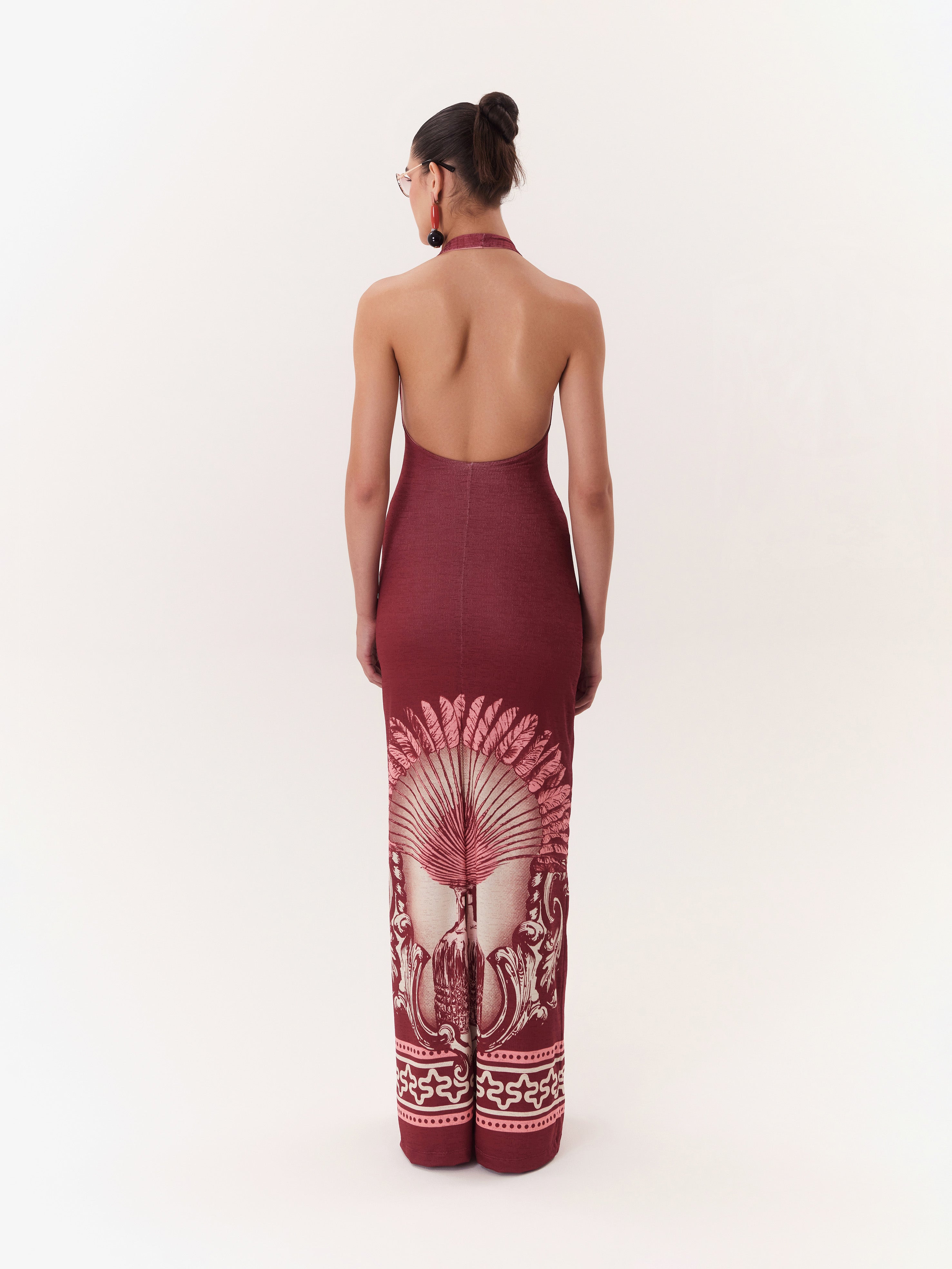 Solar Halter Maxi Dress - Burgundy