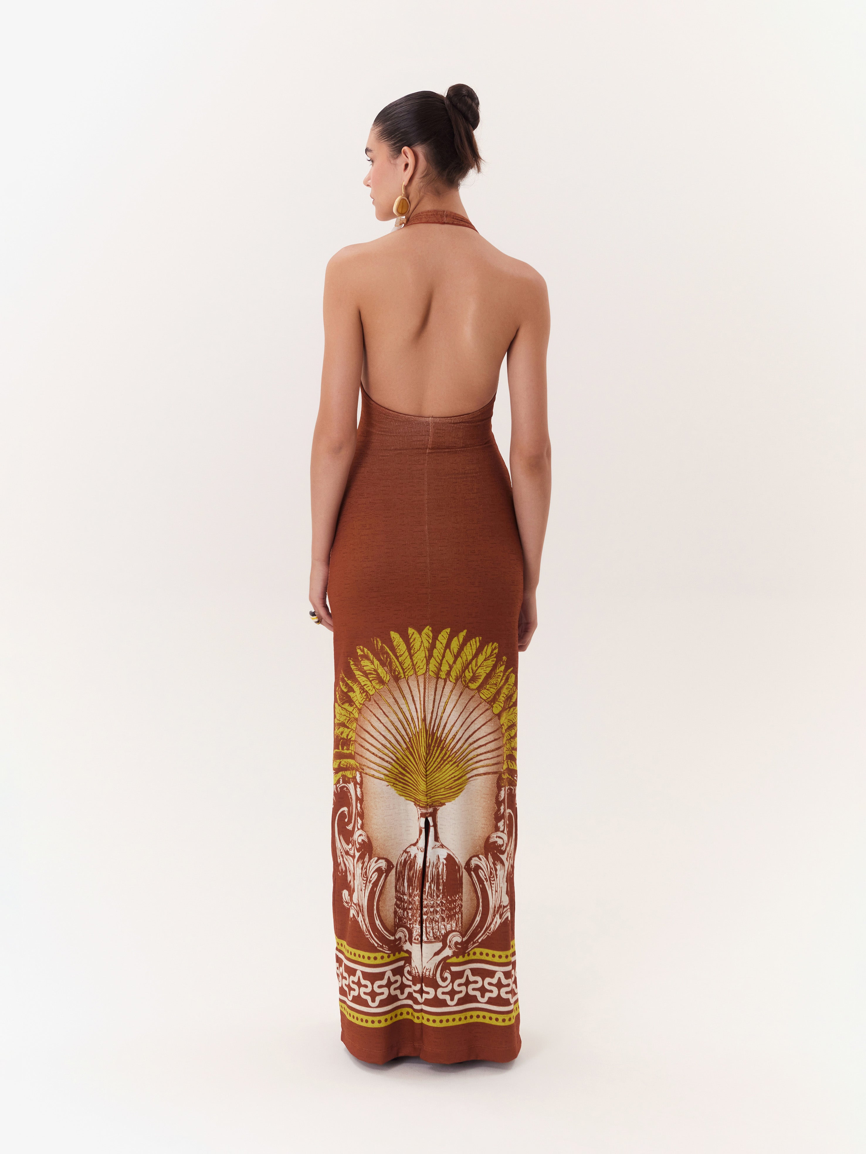 Solar Halter Maxi Dress - Brown