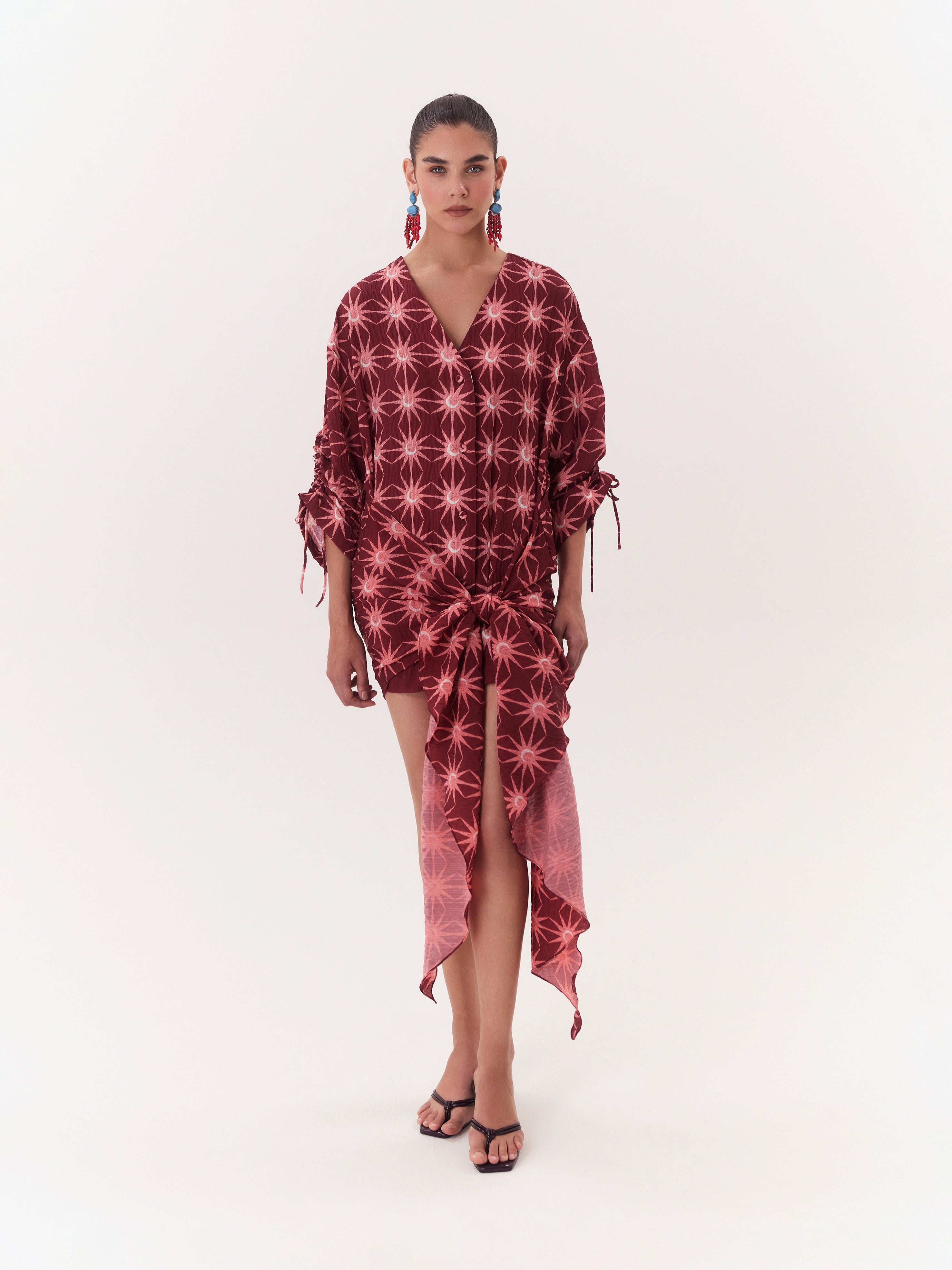 Solar Wrap Dress - Burgundy