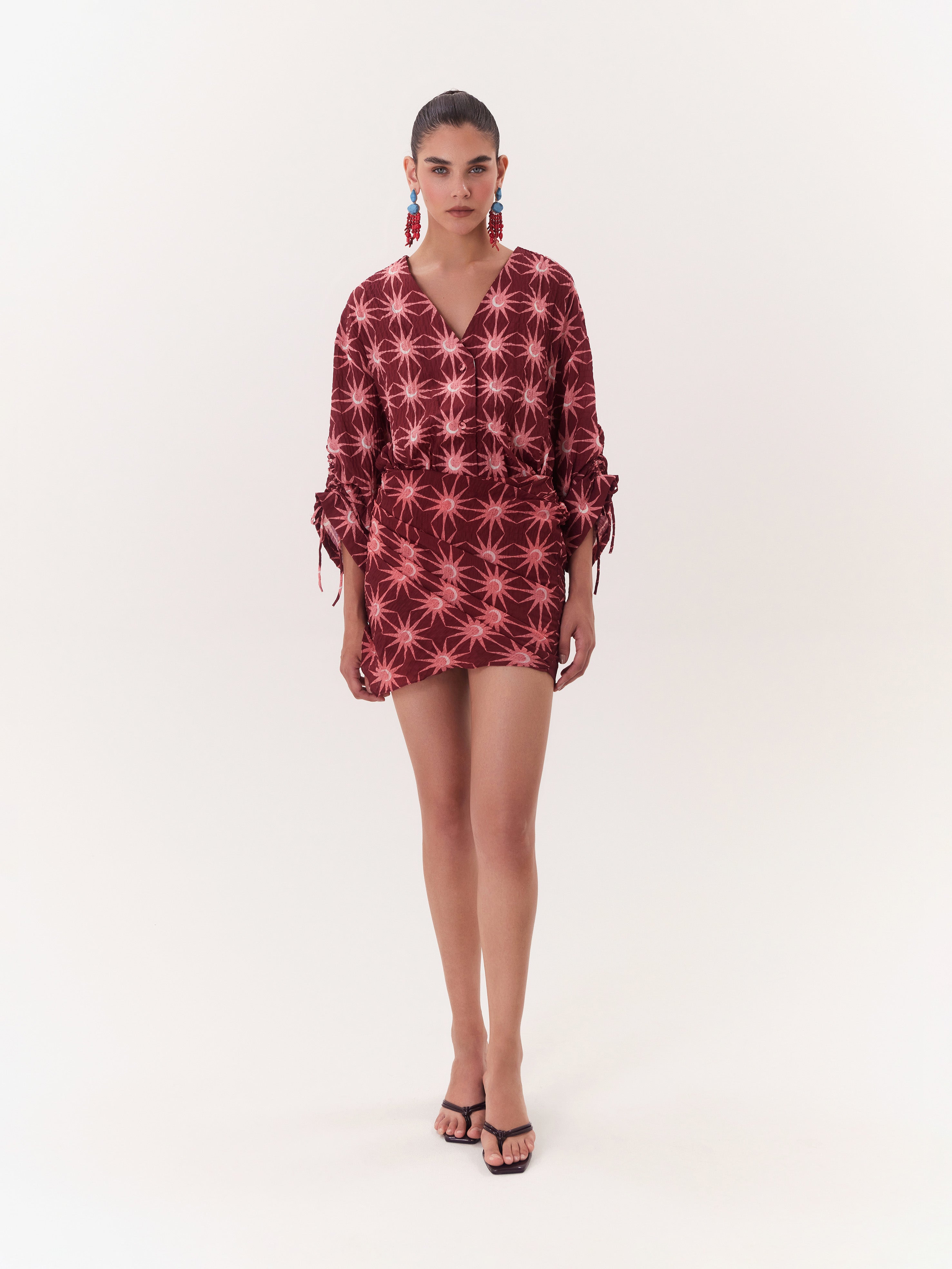 Solar Wrap Dress - Burgundy