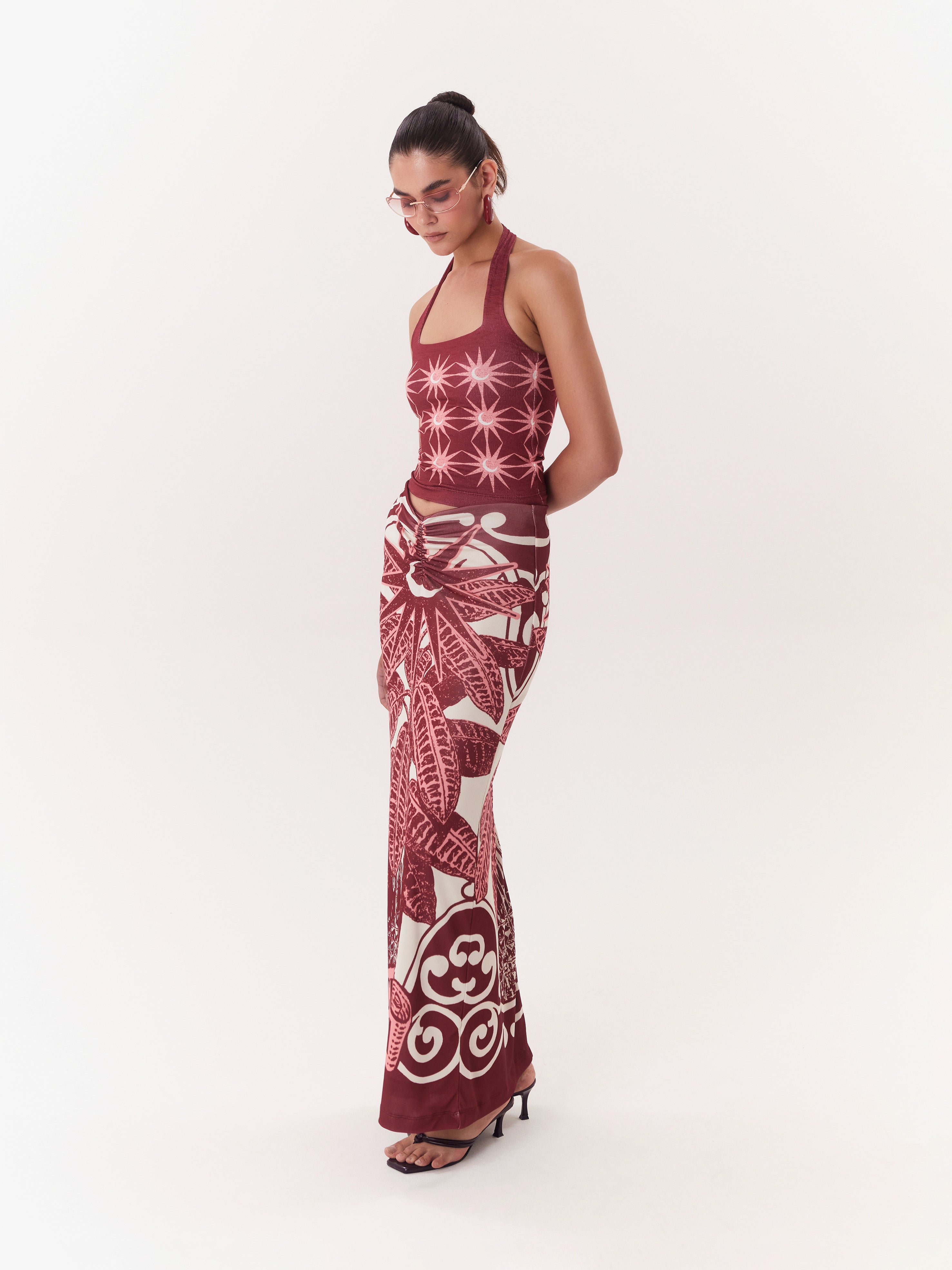 Solar Halter Top - Burgundy