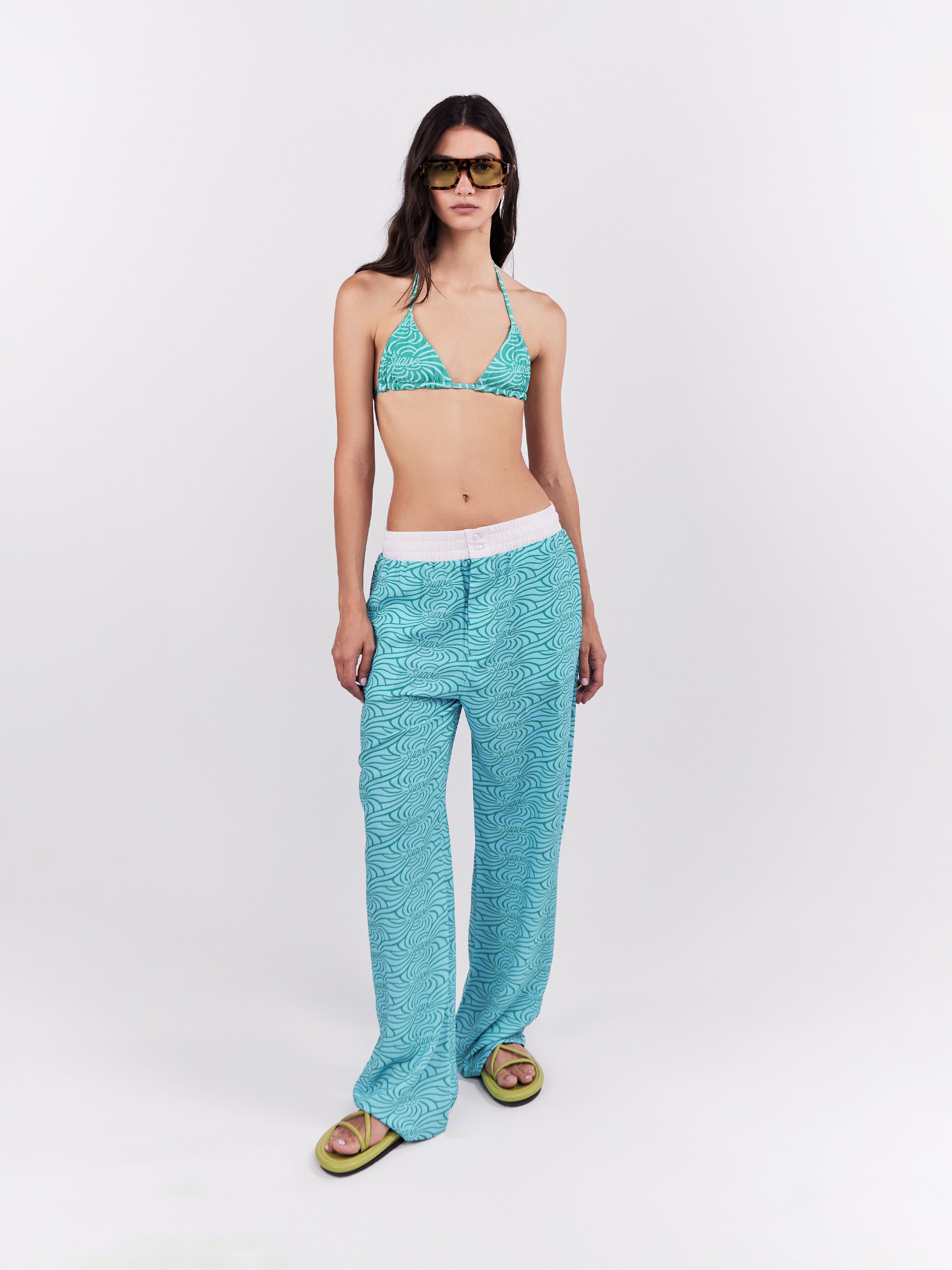 Suave Elastic Trousers - Turquoise