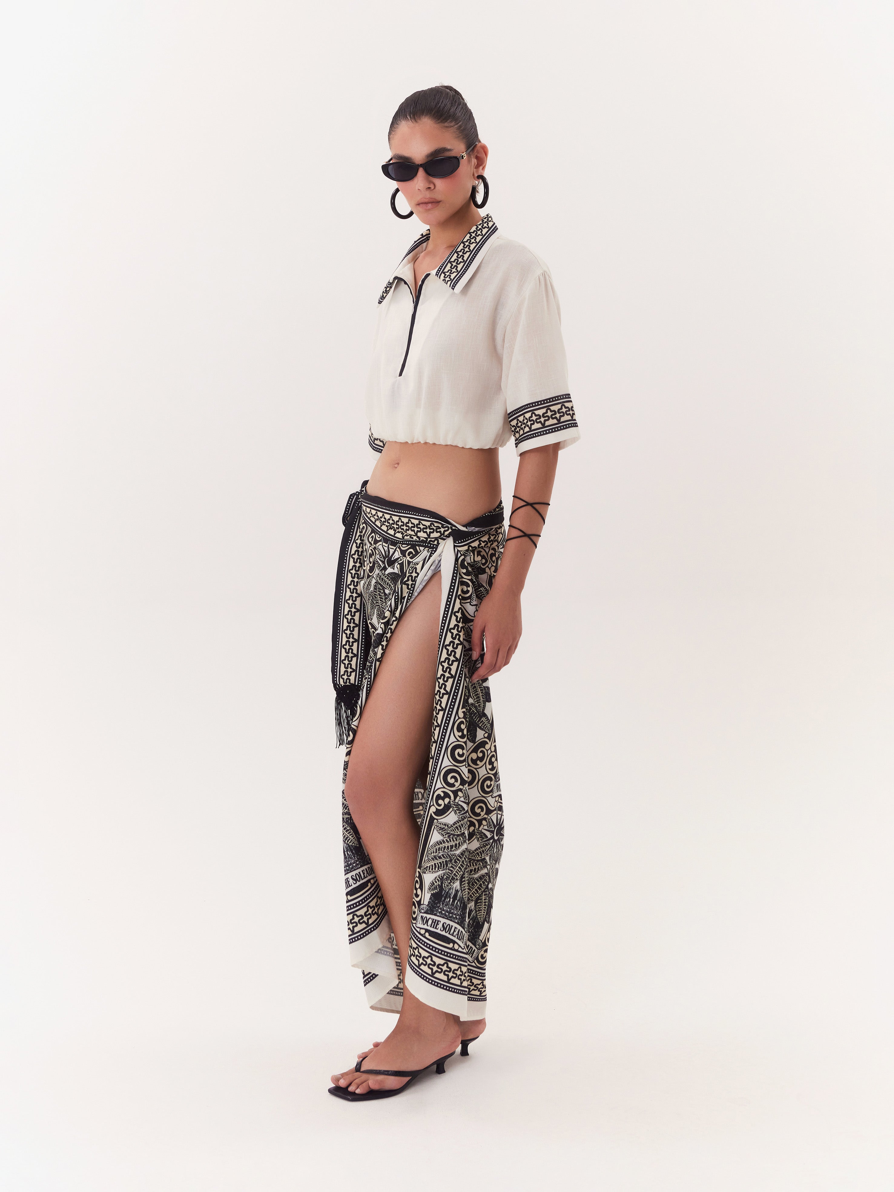 Solar Cropped Polo - Black