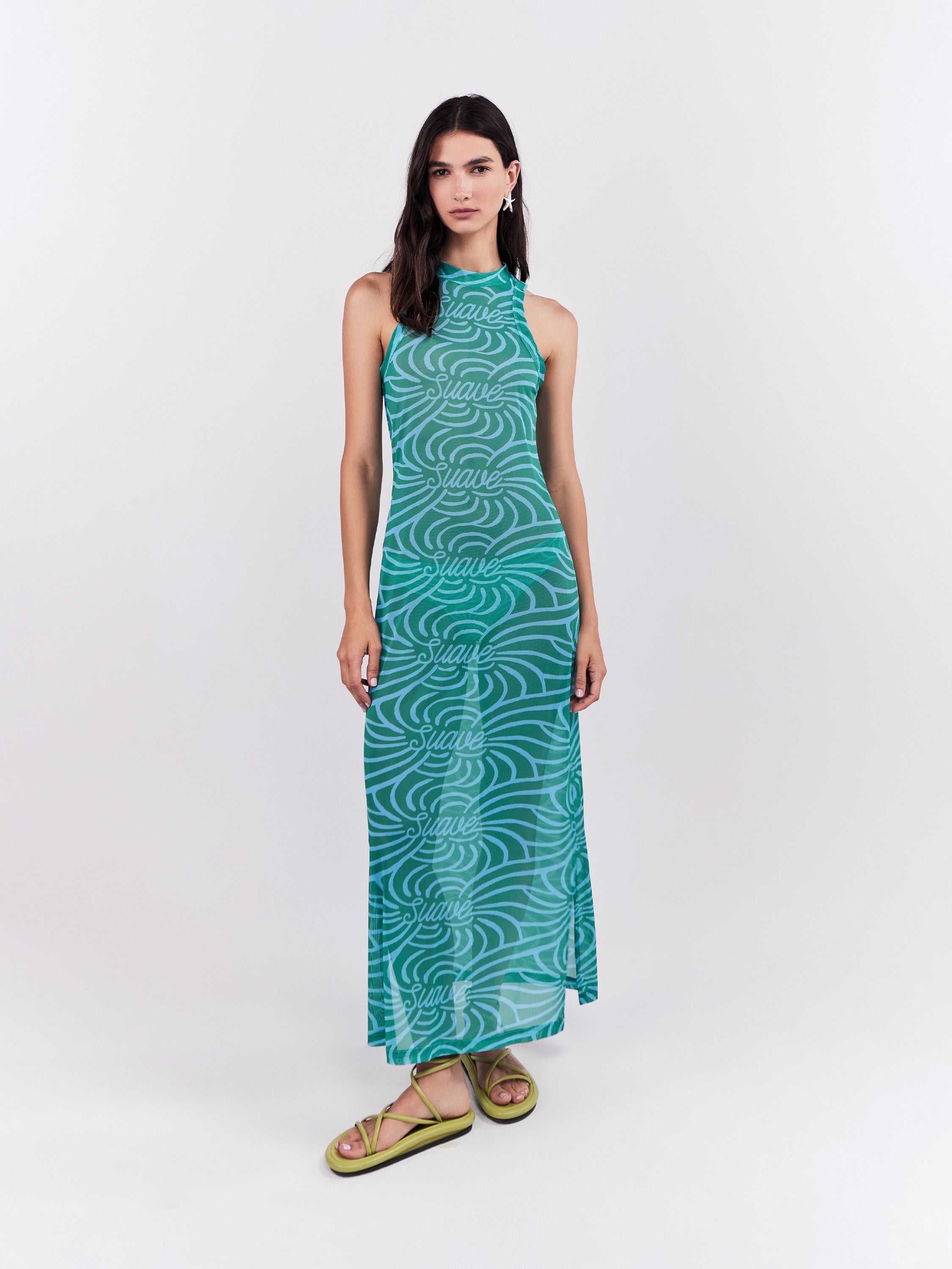 Suave Mesh Dress - Turquoise