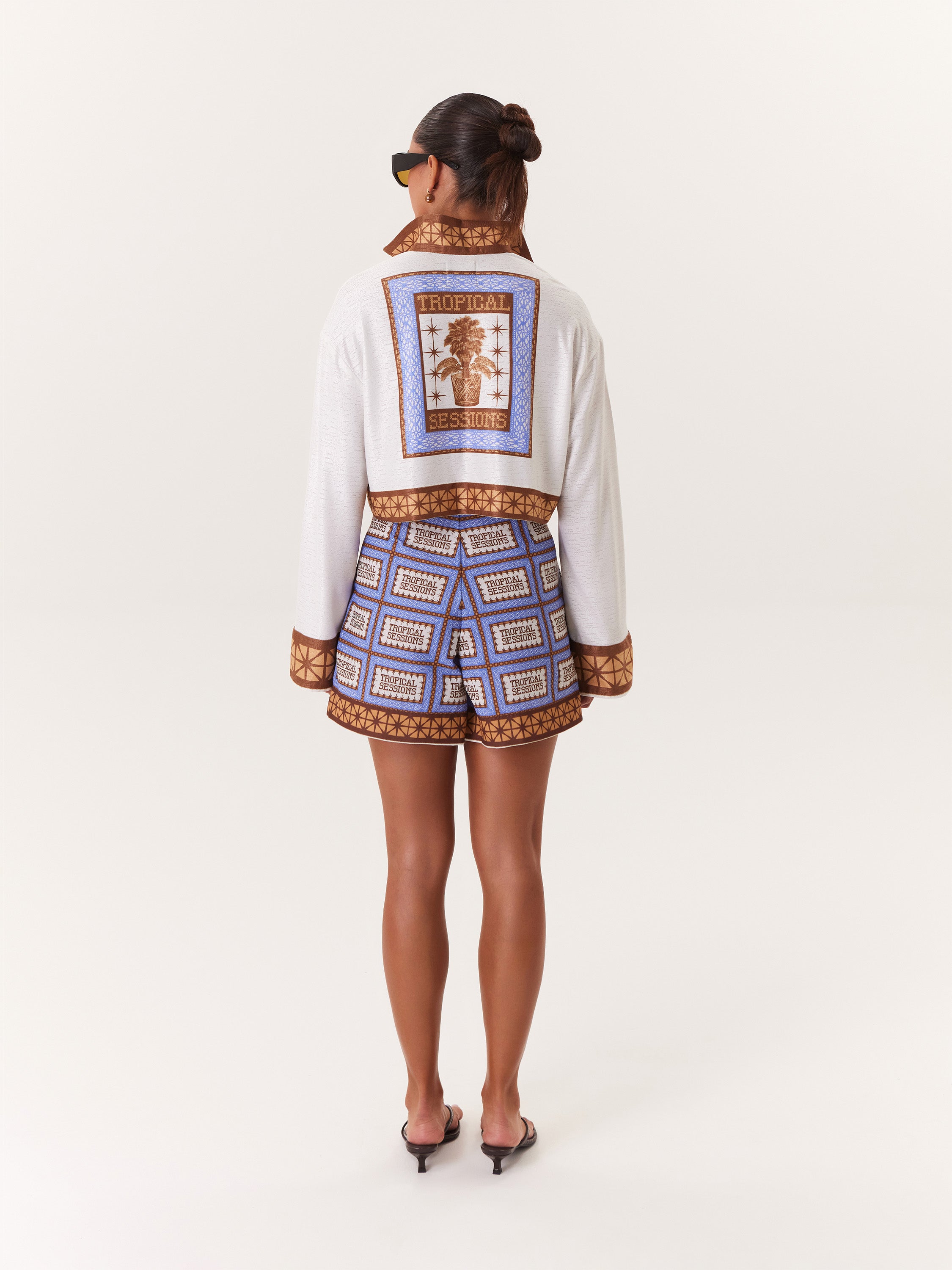 Tropical Cropped Top - Blue