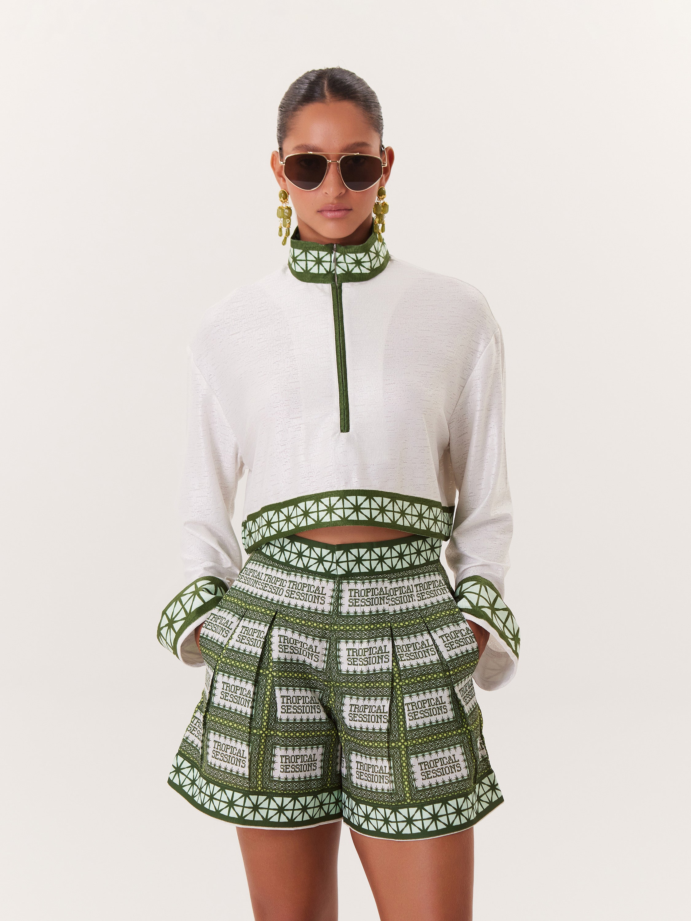 Tropical Cropped Top - Green