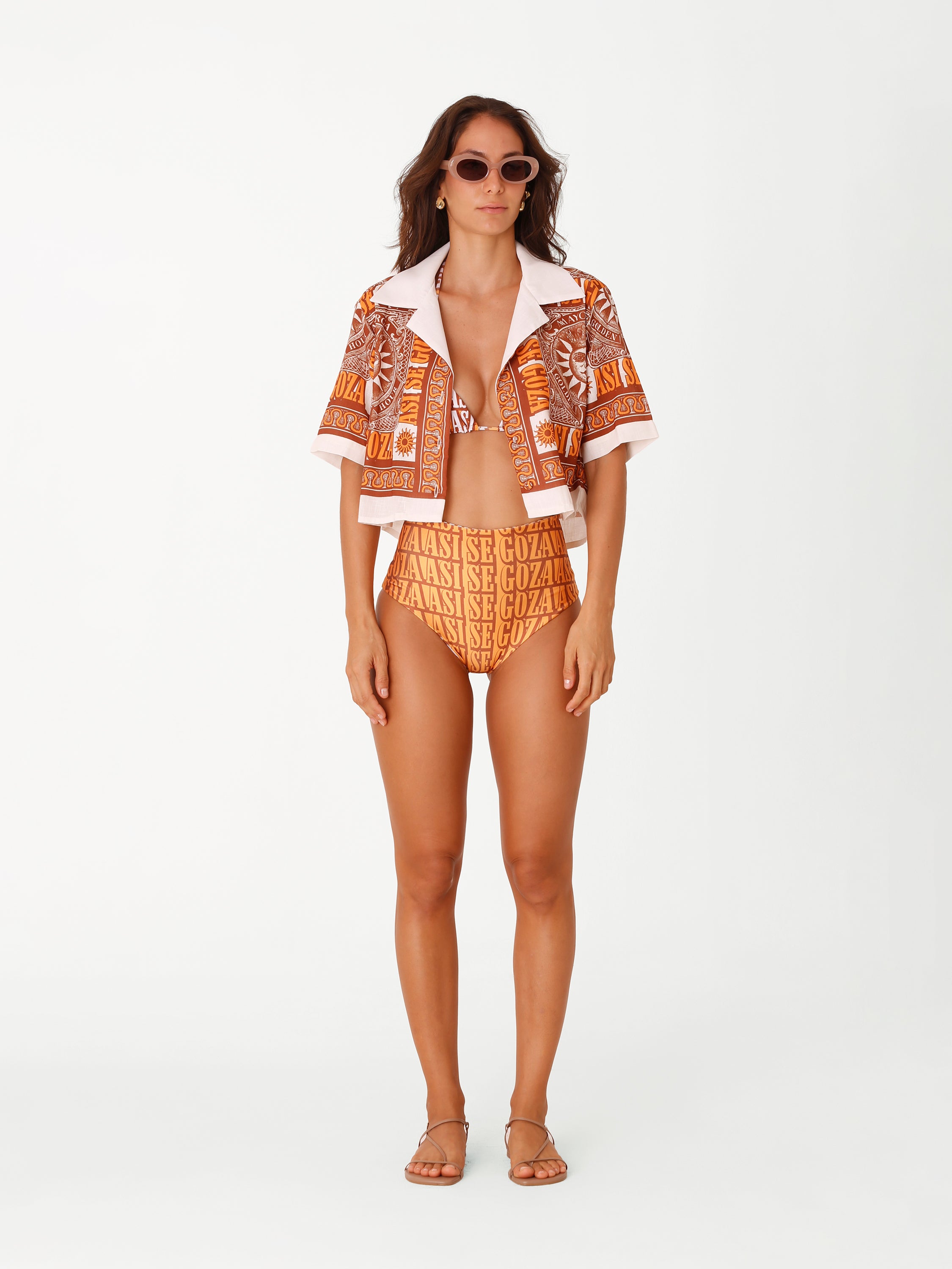 Goza Cropped Blouse - Terracotta