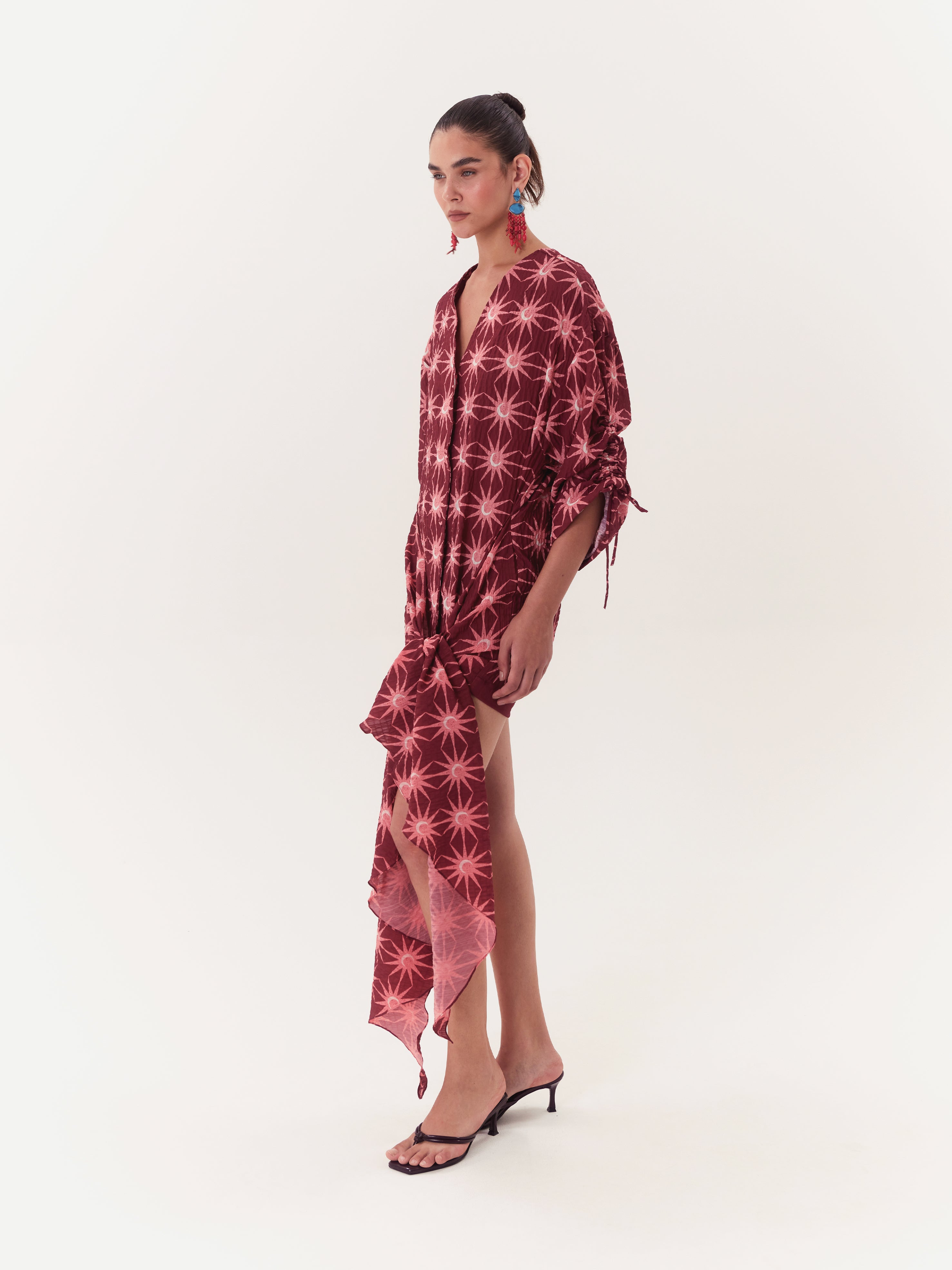 Solar Wrap Dress - Burgundy